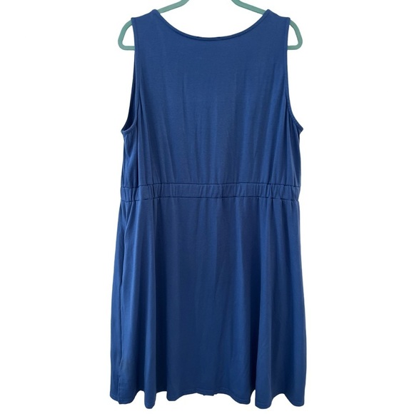 Royal Blue Casual Sleeveless Dress Button Down Beach Sundress with Pockets - Picture 4 of 10